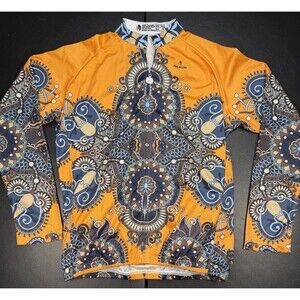 Paladin Cycling Bicycle Orange Design Full Zip Jacket Size XL Pockets